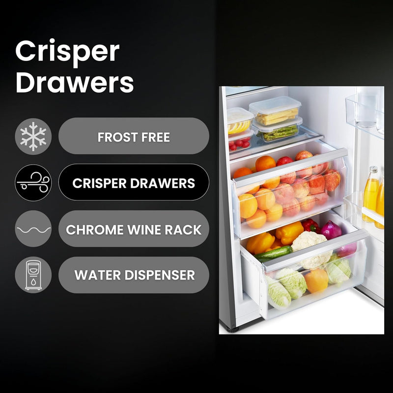 Teknix THSBS1791INX - Silver American Frost Free Fridge Freezer - E energy