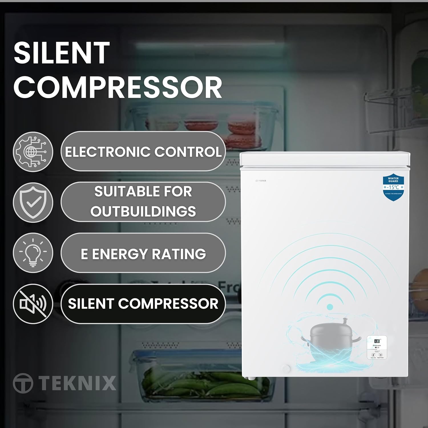Teknix CH142 - White Freezer - Garage Safe - E energy – Appliance