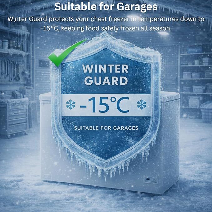 Teknix CH297 - White 300L Chest Freezer - Garage Safe - Digital Temperature Control - E Energy Rating