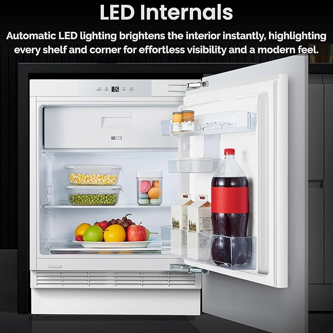 Teknix BITHUR4 - White Under Counter Fridge - 138L with Ice Box - E Energy Rating