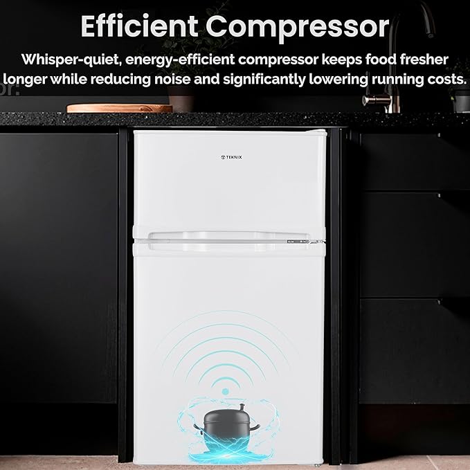 Teknix UCFFH48W - White Under Counter Fridge Freezer- Garage Safe - 86L - E Energy