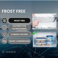 Teknix TFF1435X - Silver Freestanding Frost Free Freezer - Garage Safe - E energy