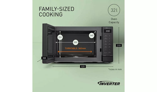 Panasonic NN-ST65QBBPQ - Black Microwave Oven - 32L Capacity