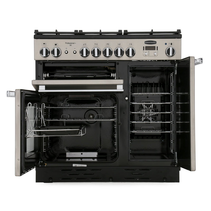 Rangemaster Professional Plus PROP90NGFSS/C - Stainless Steel/Chrome Gas Range Cooker - 90cm - A Rated