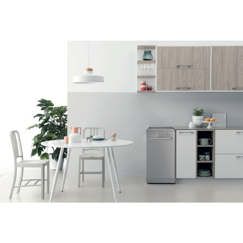 Indesit IN2FE10CS90SUK - Silver Slimline Dishwasher - 10 Place Settings - E Energy Rated