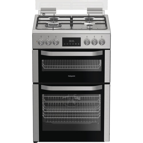 Hotpoint HDD6GDC2WX - Stainless Steel Dual Fuel Cooker - Double Oven 75L/38L - A Energy