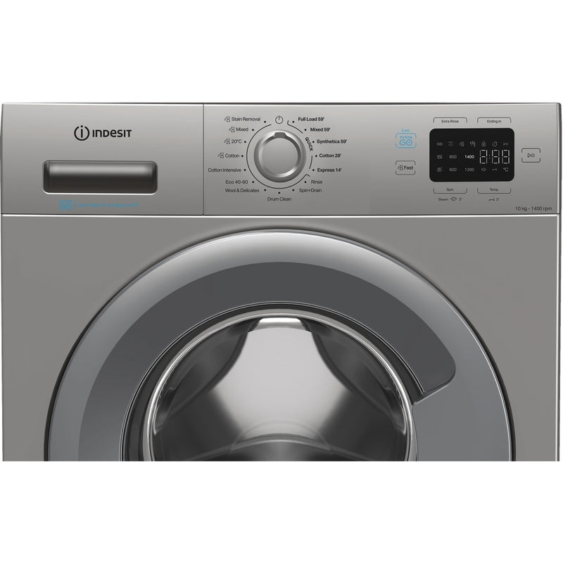Indesit IP 1046S PUSH&GO UK - Silver 10KG Washing Machine - 1400 RPM - A energy
