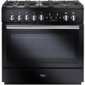 Rangemaster Professional Plus FX PROP90FXDFFGB/C - Black/Chrome Dual Fuel Range Cooker - 90cm - A Rated