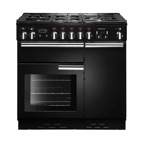 Rangemaster Professional Plus PROP90NGFGB/C - Black/Chrome Gas Range Cooker - 128L - A Rated