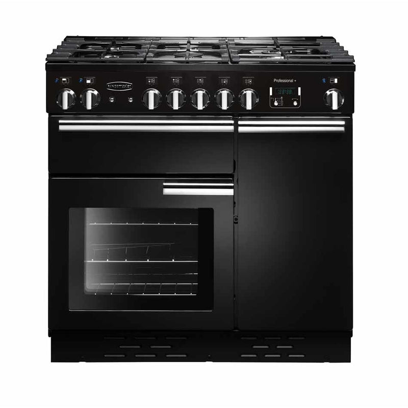 Rangemaster Professional Plus PROP90NGFGB/C - Black/Chrome Gas Range Cooker - 128L - A Rated