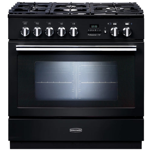 Rangemaster Professional Plus FXP PROP90FXPDFFGB/C - Black/Chrome Dual Fuel Range Cooker - 114L - A Rated