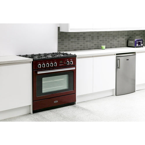 Rangemaster Professional Plus FXP PROP90FXPDFFCY/C - Cranberry/Chrome 90cm Range Cooker - Dual Fuel - A Rated