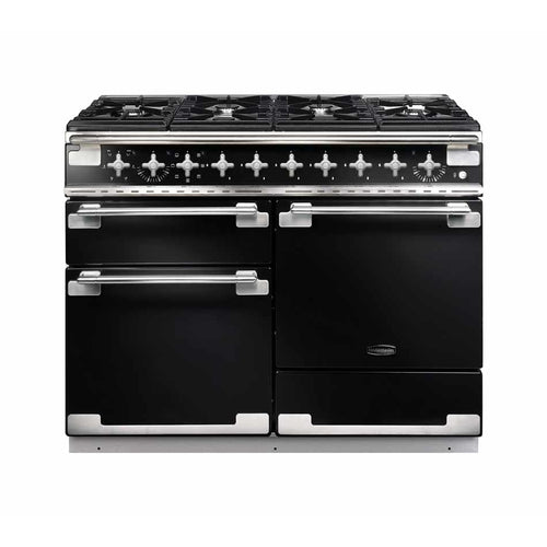 Rangemaster Elise ELS110DFFGB - Black/Brushed Chrome Range Cooker - Dual Fuel - A Energy Rated