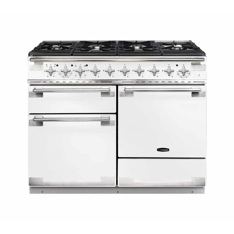 Rangemaster ELS110DFFWH - White/Brushed Chrome 110cm Range Cooker - Dual Fuel - A Rated