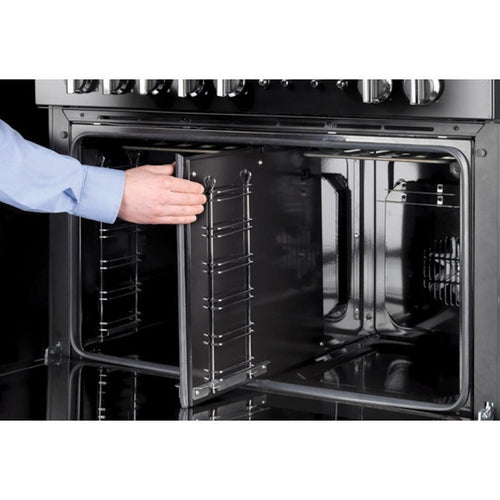 Rangemaster PROP90FXEIGB/C - Black/Chrome Range Cooker - 114L Dual Cavity - A Rated