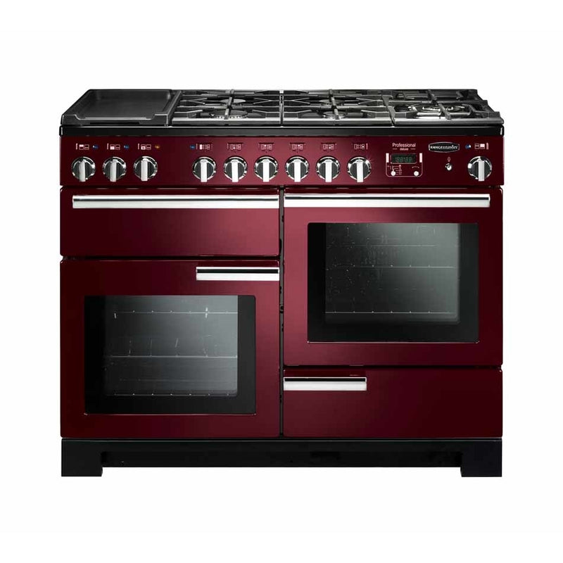 Rangemaster PDL110DFFCY/C - Cranberry/Chrome 110cm Range Cooker - Dual Fuel - A Rated