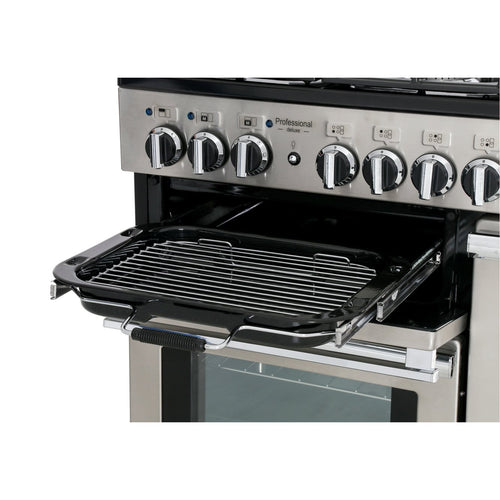 Rangemaster PDL100DFFSS/C - Stainless Steel/Chrome Dual Fuel Range Cooker - 155L Capacity - A Energy Rating