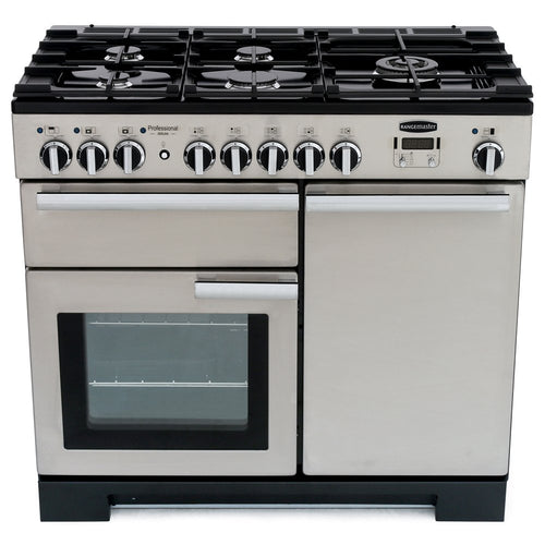 Rangemaster PDL100DFFSS/C - Stainless Steel/Chrome Dual Fuel Range Cooker - 155L Capacity - A Energy Rating