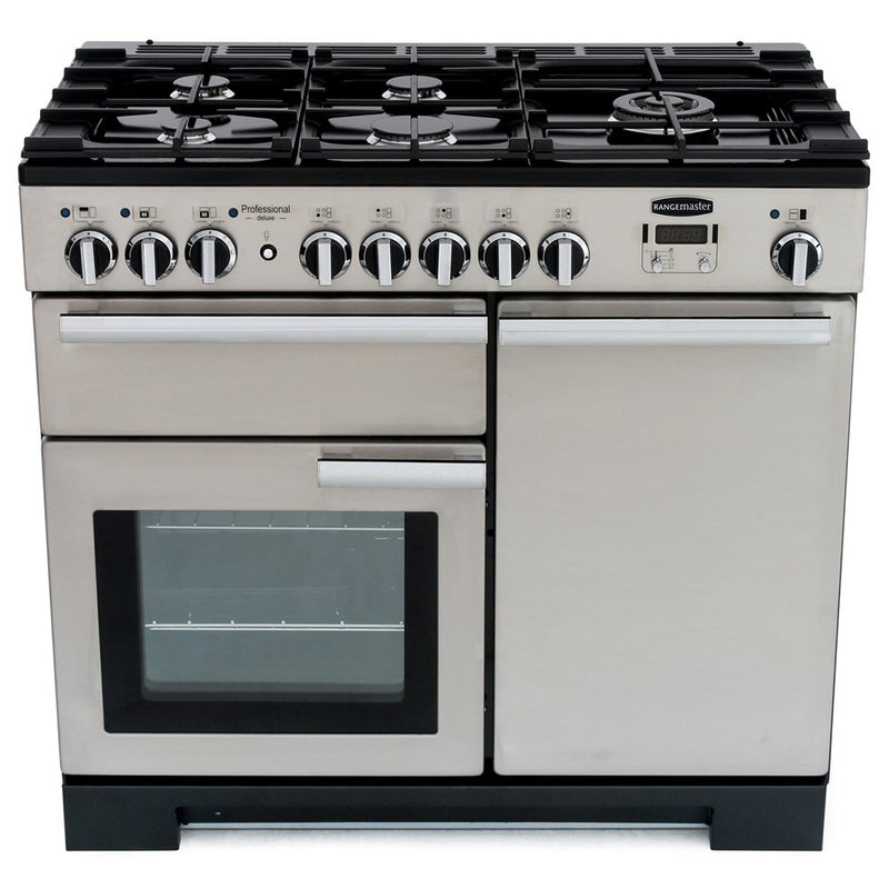 Rangemaster PDL100DFFSS/C - Stainless Steel/Chrome Dual Fuel Range Cooker - 155L Capacity - A Energy Rating