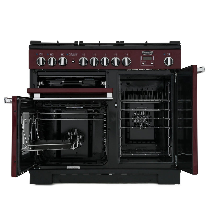 Rangemaster PDL100DFFCY/C - Cranberry Red Dual Fuel Range Cooker - 150L - A Rated