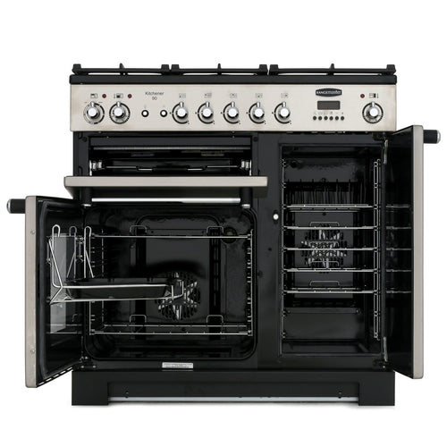 Rangemaster KCH90DFFSS/C - Stainless Steel Dual Fuel Range Cooker - 90cm - A Rated