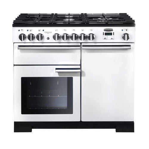 Rangemaster Professional Deluxe PDL100DFFWH/C - White/Chrome Range Cooker - 155L - A Rated