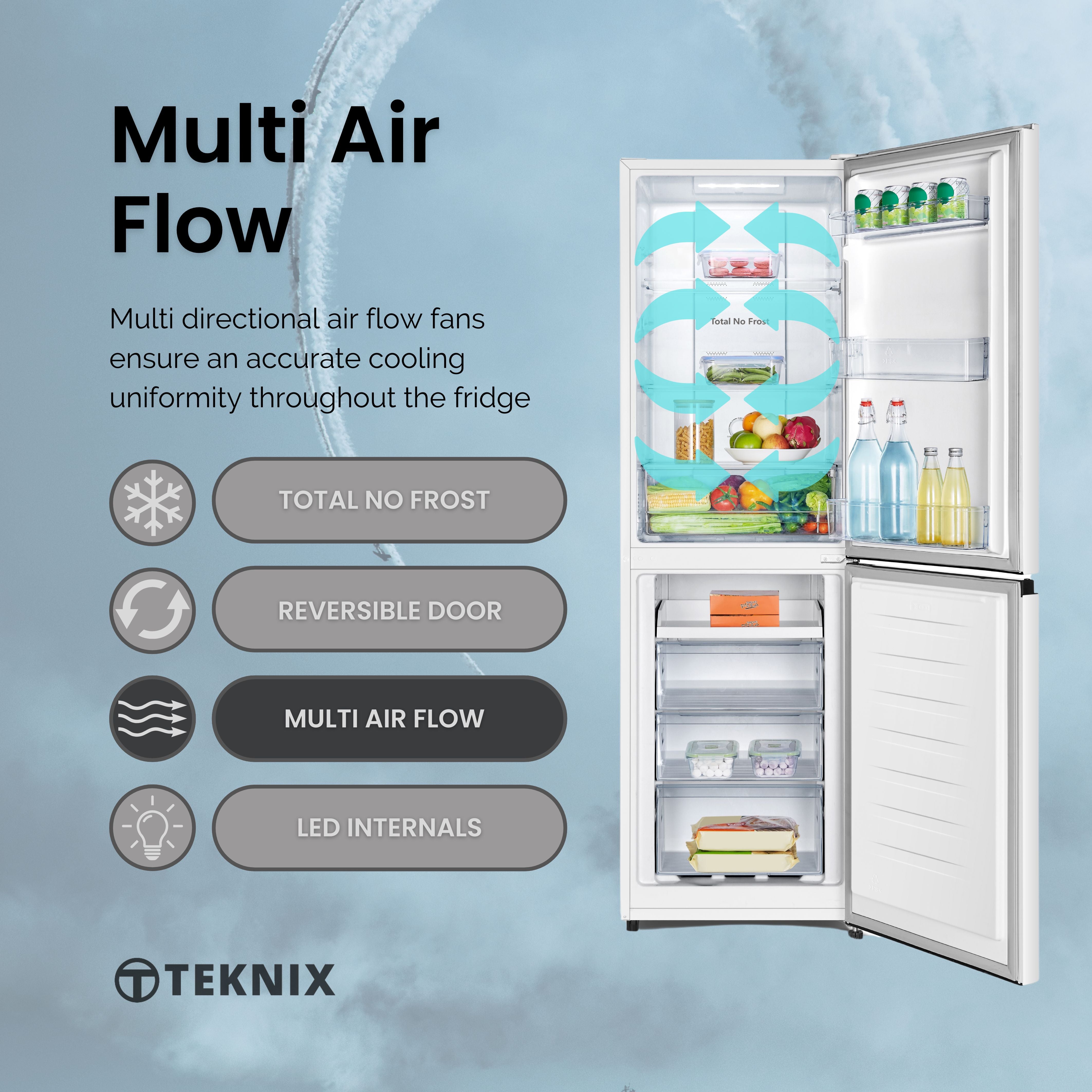 Teknix FFPH1825PW/E - White 50/50 Fridge Freezer - E energy