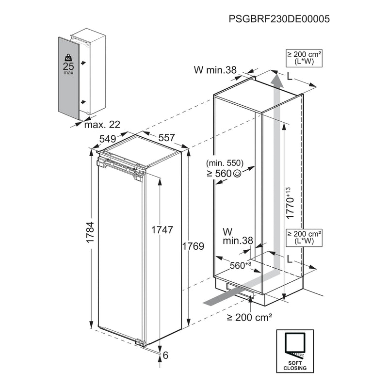 AEG NK9CS181EC - Integrated Larder Fridge - 274 Litres Capacity - E Energy Rating