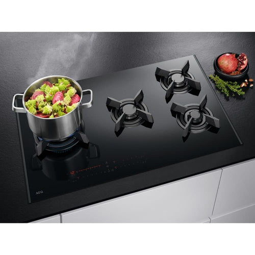AEG HVB8453IB - Black 80cm Gas Hob - 4 Burners - FlameLight LED