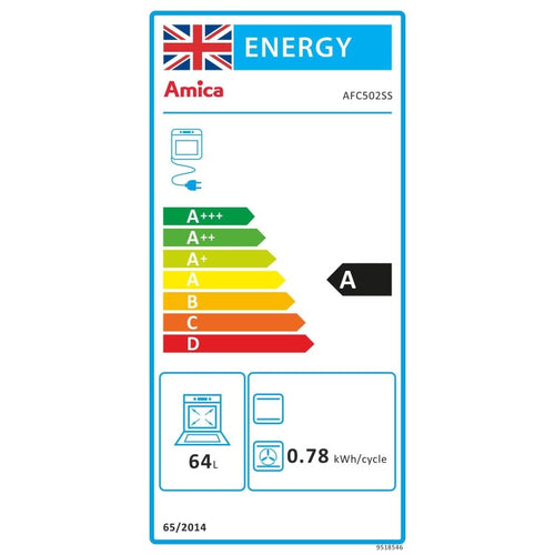 Amica AFC502SS 50Cm Ceramic Cooker Twin Cavity - Stainless Steel  - A/A energy
