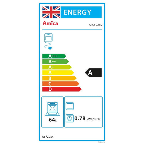 Amica AFC502SS 50Cm Ceramic Cooker Twin Cavity - Stainless Steel  - A/A energy - Display