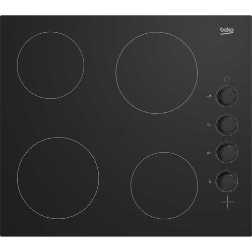 Beko HIC64102 - Black 4 Zone 60cm Ceramic Hob - Built-in