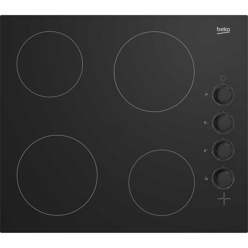 Beko HIC64102 - Black 4 Zone 60cm Ceramic Hob - Built-in