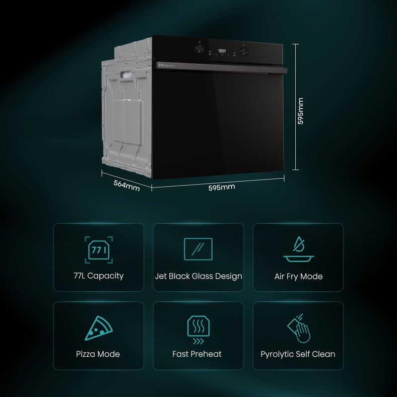 Hisense BI64221PDBG - Black Built-In Single Oven - 77L - A+ Energy