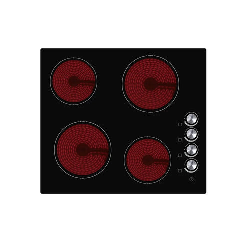 Teknix BITK260CHK - Black 60cm Ceramic Hob - 4 Zones - Knob Control