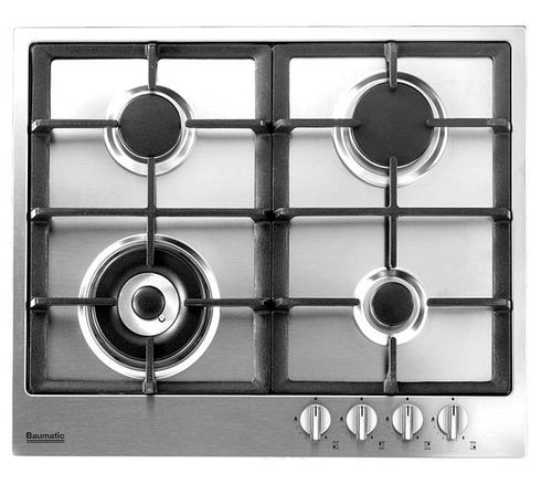 Baumatic BHG610.5SS - Stainless Steel 60cm Gas Hob - 4 Burners