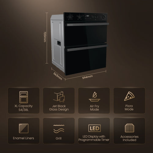 Hisense BUD714221ADBG - Black Built-Under Double Oven - 54L/38L - A Energy Rated