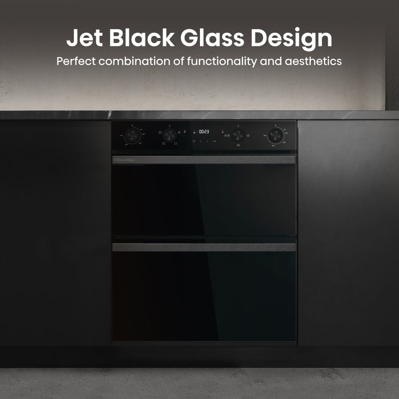 Hisense BUD714221CDBG - Black Double Oven - 92L Total Capacity - A Energy Rated