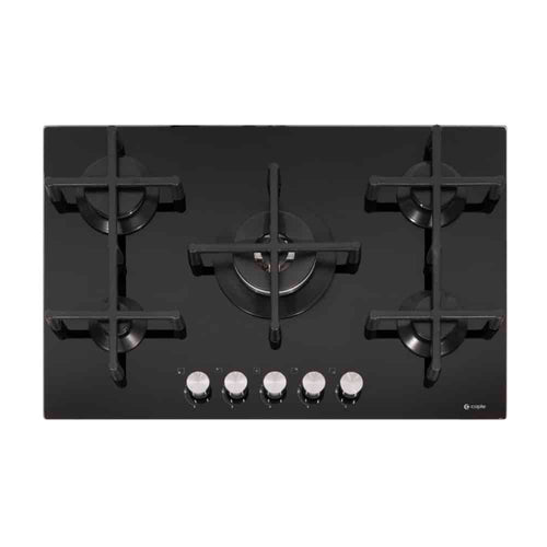 Caple C7571G - Black 76cm Gas On Glass Hob - 5 Burners