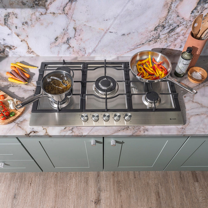 Caple C775G 86cm 5 Burner Gas Hob - Stainless Steel Hobs - 5 Burners - Energy Rating Unknown