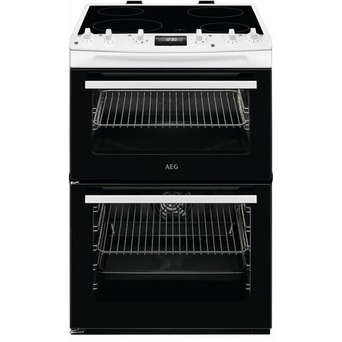 AEG CCX6540ACW - White Ceramic Electric Double Oven Cooker - 77/39L Capacity - A Energy Rating