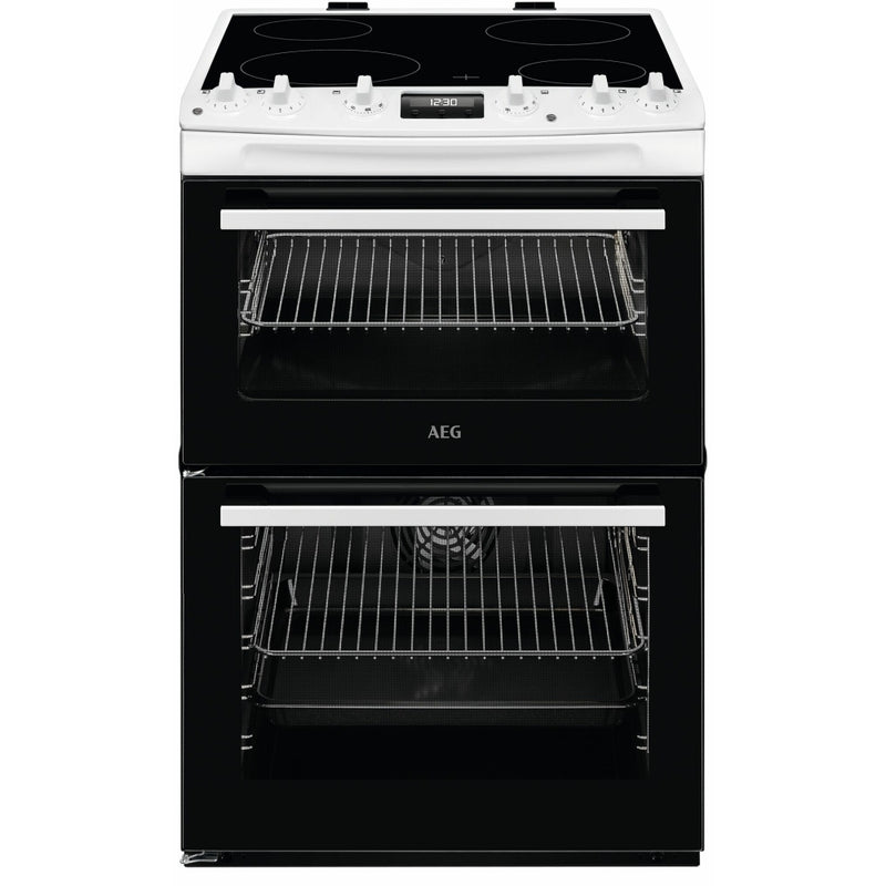 AEG CCX6540ACW - White Ceramic Electric Double Oven Cooker - 77/39L Capacity - A Energy Rating