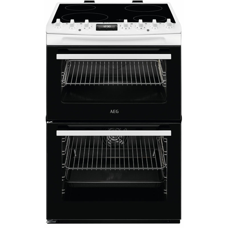 AEG CCX6740ACW - White Ceramic Electric Cooker with Double Oven - 73/39L Oven Capacity - A Energy Rating