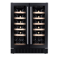 CDA CFWC624BL - Black 38 Bottle Double Door Wine Cooler - Freestanding/Under Counter - G Energy Rating