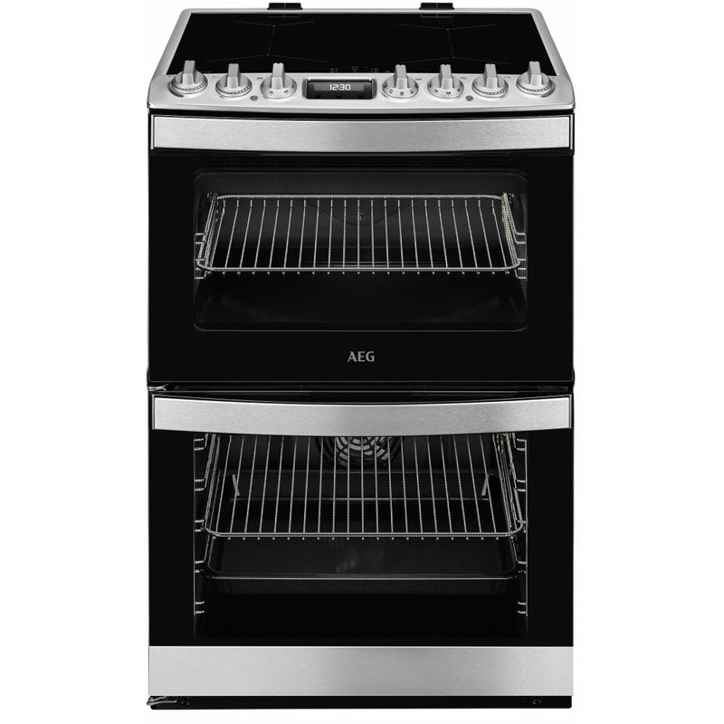 AEG CIB6743ACM - Stainless Steel Double Oven Electric Cooker with Induction Hob - 4 Zones - A Energy Rating