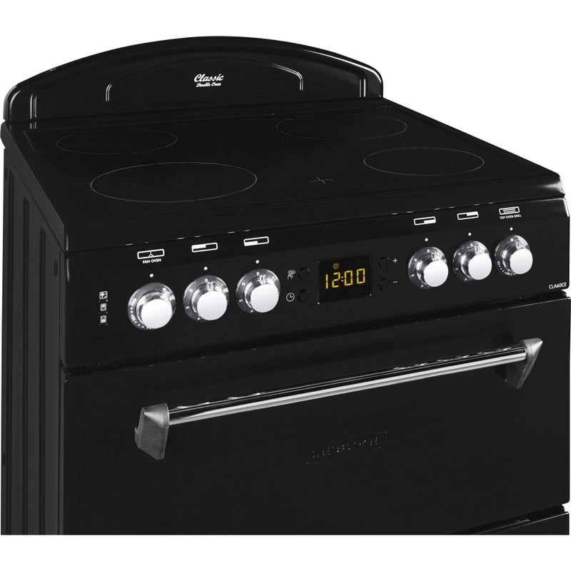 Leisure CLA60CEK - Black Ceramic Electric Cooker with Double Oven - 75/38L Capacity - A Energy Rating