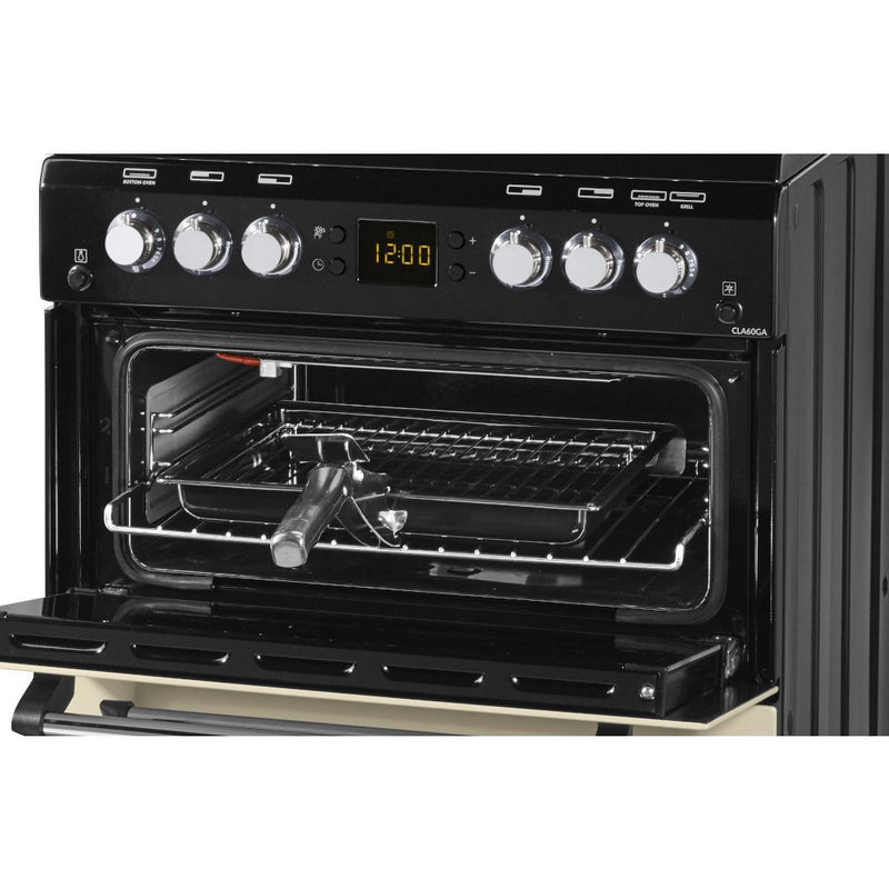 Leisure CLA60GAC - Cream Gas Cooker with Double Oven - 4 Cooking Zones - 78/34L Capacity - A+ Energy Rating