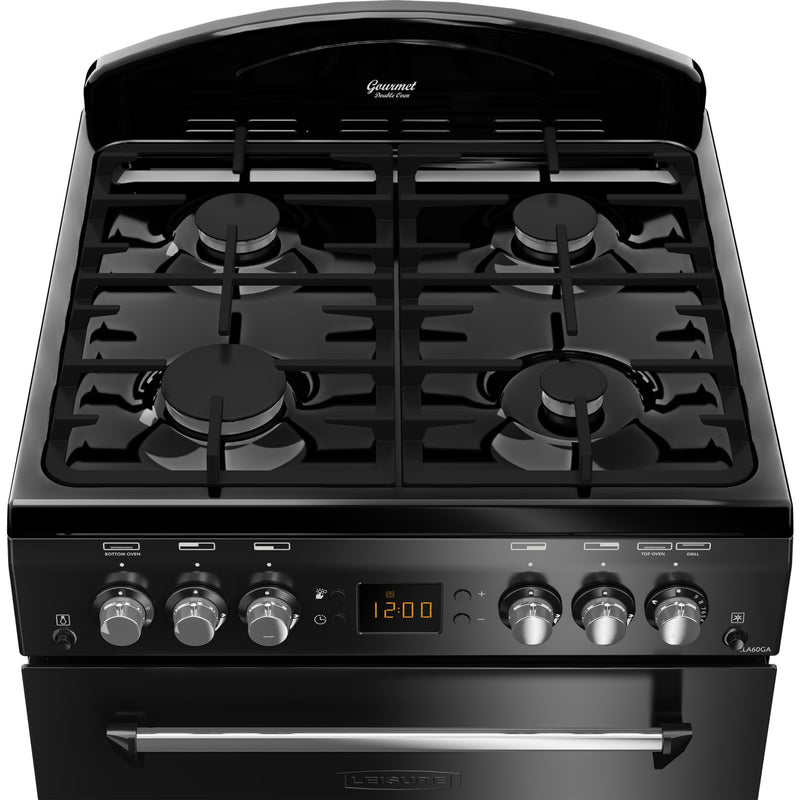 Leisure CLA60GAK - 60cm Gas Range-style Cooker with Double Oven - Black - 78/34L Capacity - A+ Energy