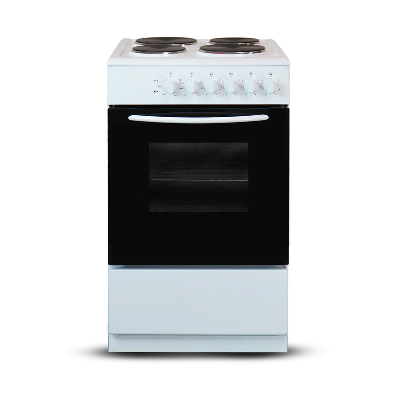 Montpellier CSE46W - White 50cm Electric Cooker - Solid Plate Hob - A Energy