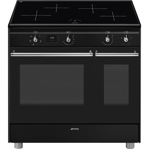 Smeg CX92IMBL - Black 90x60 cm Concert Classic Full Electric Cooker with Induction Hob - A energy